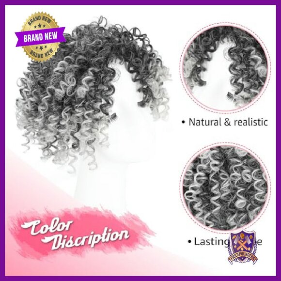 Afro Kinky Curly Clip-In Hair Topper with Bangs for Thinning Hair